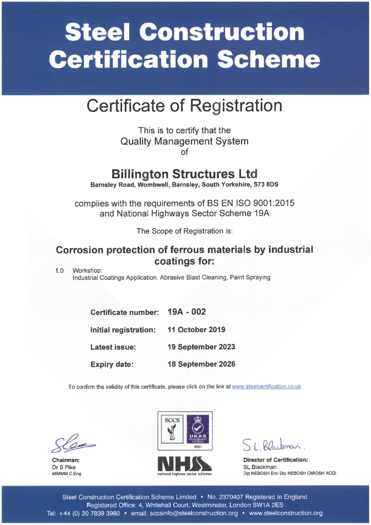 BS EN ISO – NHSS Scheme 19a Corrosion Protection