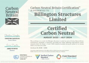 carbon neutral certificate - Billington Structures