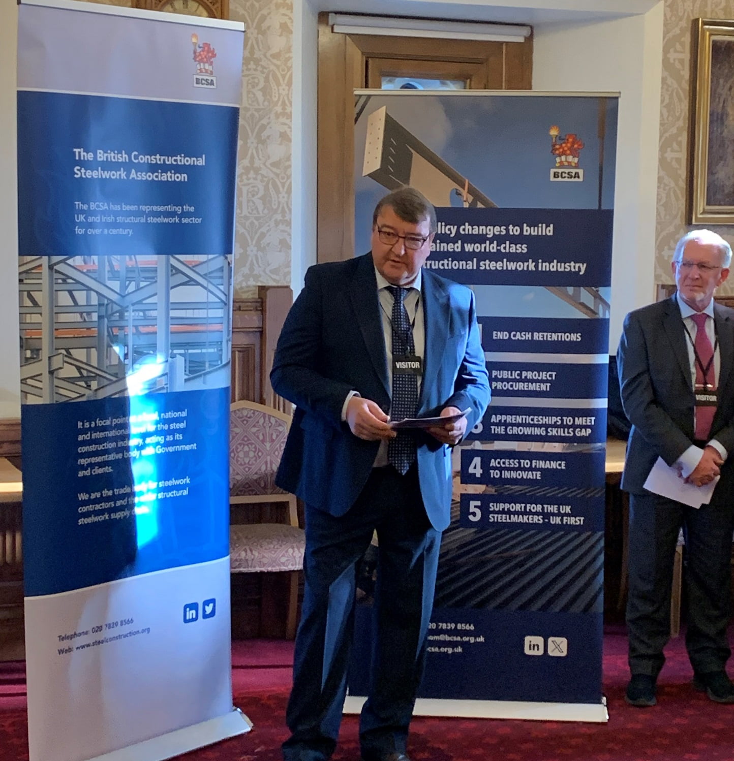 BCSA President Gary Simmons presents steel manifesto